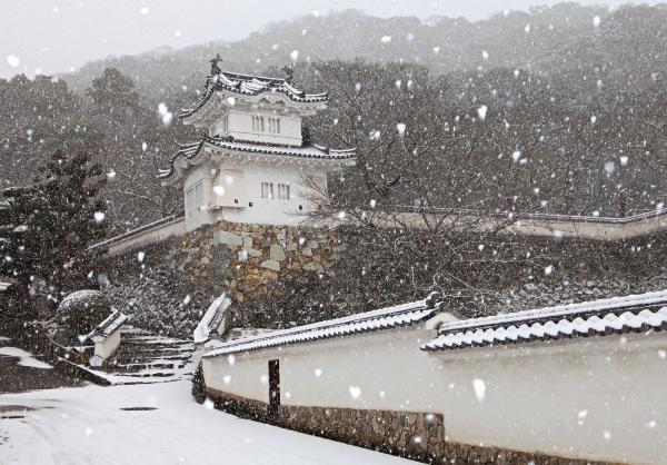 写真：雪の龍野城