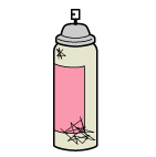 穴の開いているピンク色の包装のされたスプレー缶のイラスト