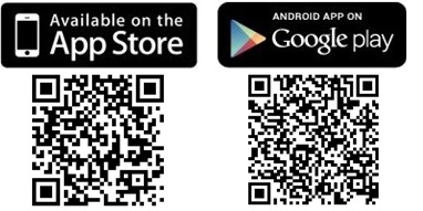左:AppStoreのQRコード、右:GooglePlayのQRコード