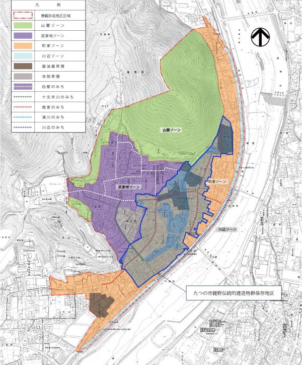 龍野伝統的建造物群保存地区の位置図