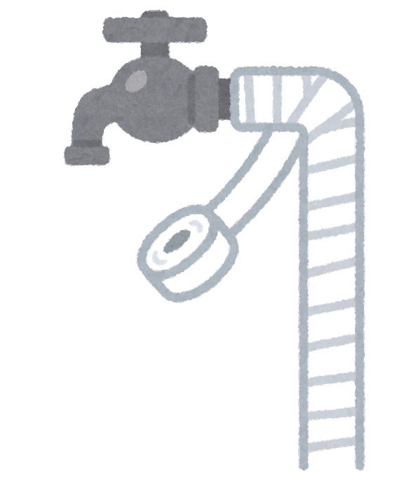 水道管に白いビニールテープを巻きつけているイラスト