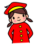 赤い帽子と赤い学生服を着た女の子のイラスト