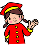 赤い帽子と赤い学生服を着た女の子のイラスト