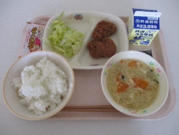 トレイの上にご飯とおかず・汁物が配膳されている写真