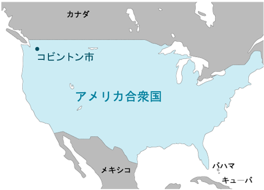 コビントン市の位置を記したアメリカの地図のイラスト