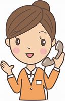 女性が受話器を耳元に充てているイラスト
