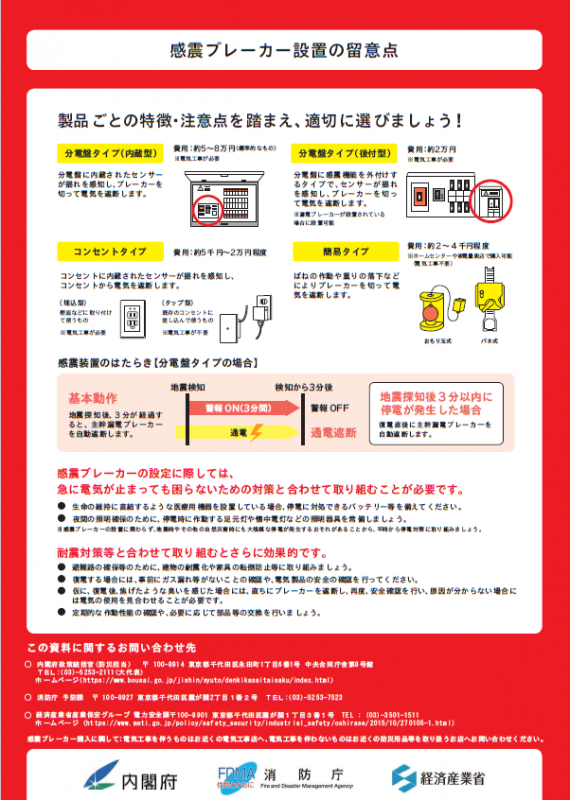 感震ブレーカーのチラシ（裏面）