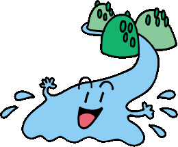 山と山の間から水が流れ出てきているイラスト