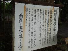 越部禅尼の墓の説明が書かれた看板の写真