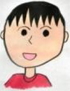 赤色の服を着た、はるきくんの似顔絵イラスト
