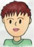 緑色の服を着た、たくまくんの似顔絵イラスト