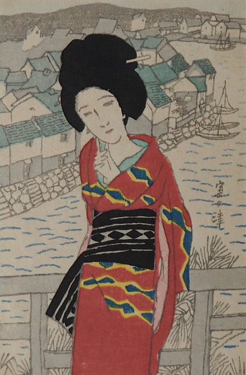 「室の津」（『絵入小唄集 春の鳥』挿絵）大正6年（1917）