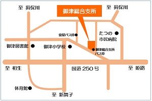 御津総合支所の場所を示した地図