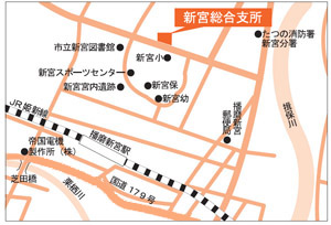 新宮総合支所の場所を示した地図